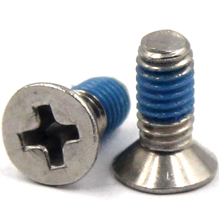 Stainless steel countersunk cross rubberized locking screws