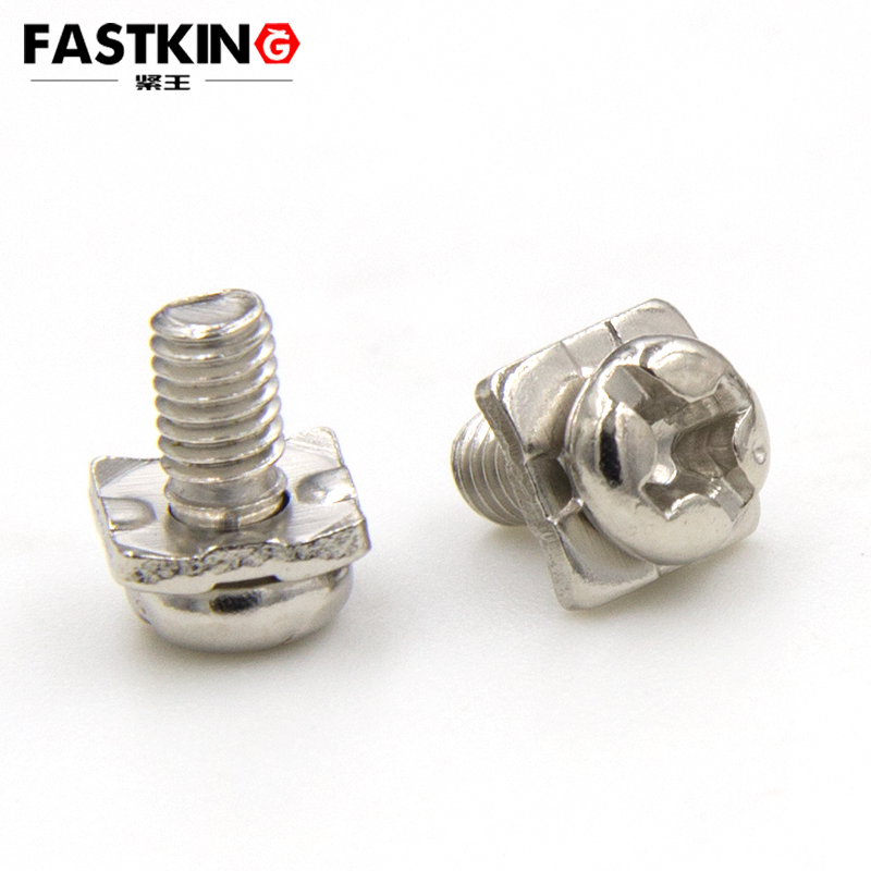 Nickel-plated pan head cross with square pad combination screws M3 switch terminal screws